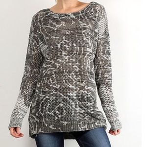 FLORAL PERFORATED CREWNECK SWEATER